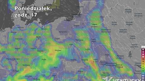 Opady deszczu w ciągu najbliższych pięciu dni (Ventusky.com) | wideo bez dźwięku)