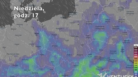 Prognozowane opady deszczu w kolejnych dniach (Ventusky.com) (wideo bez dźwięku)