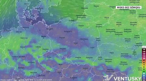 Prognozowane porywy wiatru na kolejne dni