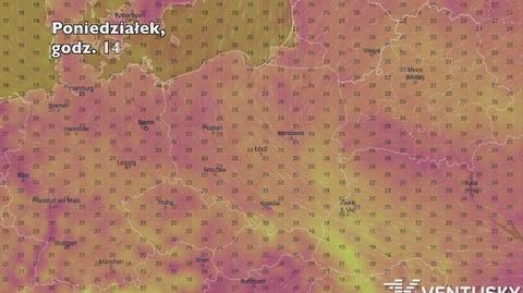 Temperatura w ciągu najbliższych pięciu dniu (Ventusky.com) | wideo bez dźwięku