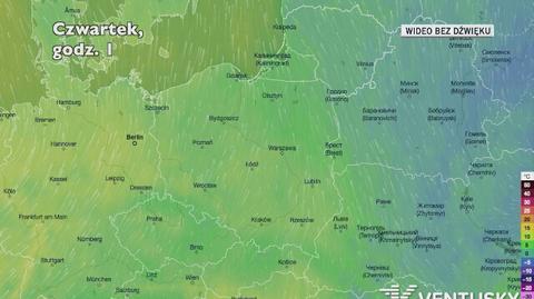 Prognozowana temperatura w najbliższych dniach (Ventusky.com)