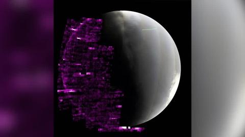 Fioletowy kolor przedstawia zorze na nocnej stronie Marsa, wykryte przez instrument ultrafioletowy MAVEN. Im jaśniejszy kolor, tym silniejsze zorze