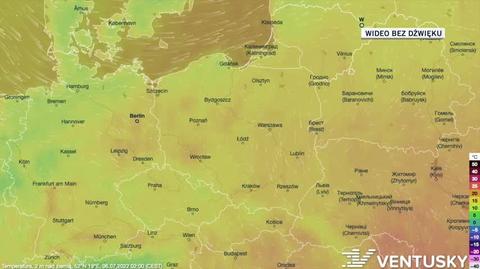 Prognoza temperatur w dniach 06-10.07