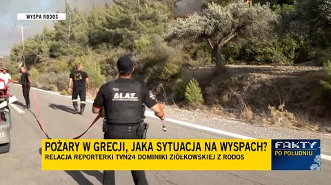 Akcja gaśnicza w pobliżu drogi na Rodos. Relacja reporterki TVN24