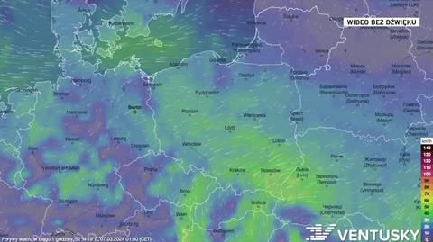 Prognoza porywów wiatru na okres 7-11.03