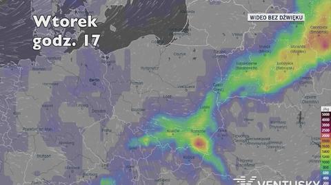 Potencjalny rozwój burz w ciągu najbliższych dni (Ventusky.com)