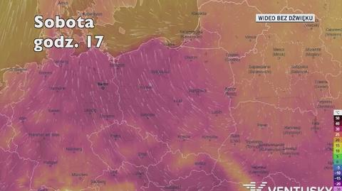 Prognozowana temperatura w najbliższych dniach (Ventusky.com)