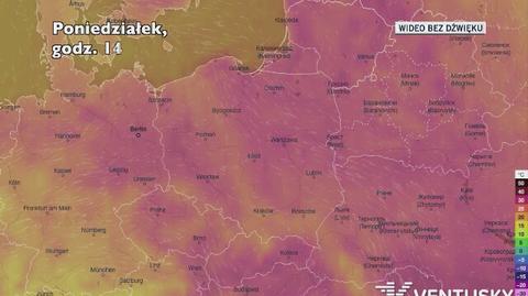 Temperatura w ciągu najbliższych pięciu dni (Ventusky.com) | wideo bez dźwięku