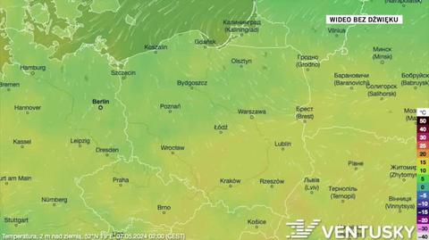 Prognozowana temperatura w kolejnych dniach