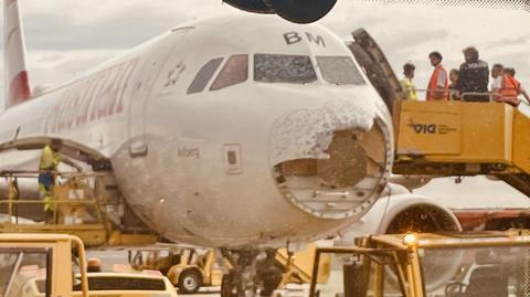 Airbus A320 uszkodzony przez grad