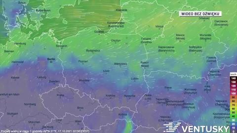 Prognozowane porywy w najbliższych dniach