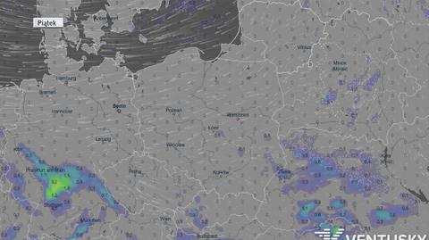 Opady prognozowane na piątek
