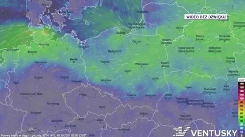 Prognozowane porywy wiatru w ciągu kolejnych dni