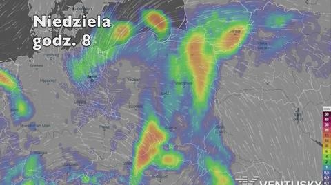 Prognoza opadów na najbliższe godziny (Ventusky.com)