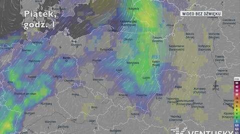 Prognozowane opady w najbliższych dniach (Ventusky.com)