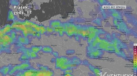 Opady deszczu w ciągu najbliższych pięciu dni (Ventusky.com) | wideo bez dźwięku