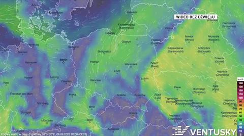 Prognozowane porywy wiatru w dniach 6.08-10.08