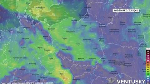 Prognozowane porywy wiatru na kolejne dni