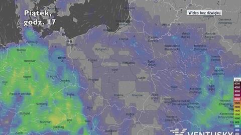 Potencjalny rozwój burz w ciągu najbliższych dni (Ventusky.com)