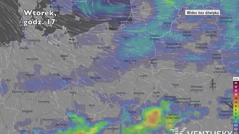 Prognozowane opady w najbliższych dniach (Ventusky.com)