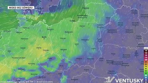 Prognozowane porywy wiatru na kolejne dni