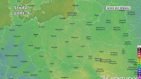 Prognozowana temperatura w najbliższych dniach (Ventusky.com)