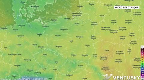 Prognozowana temperatura w dniach 1-4.11