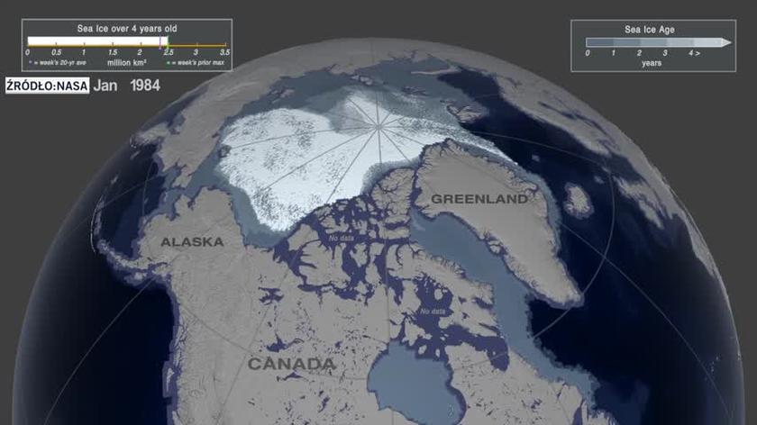 Topnienie lodu w Arktyce w przeciągu 35 lat