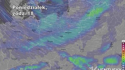 Opady deszczu w ciągu kolejnych pięciu dniu (Ventusky.com | wideo bez dźwięku)