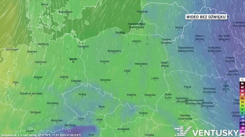 Prognozowana temperatura w kolejnych dniach