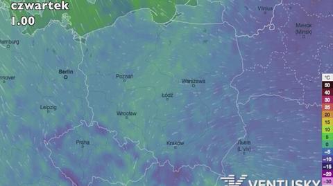 Temperatura w Polsce (źródło: Ventusky)