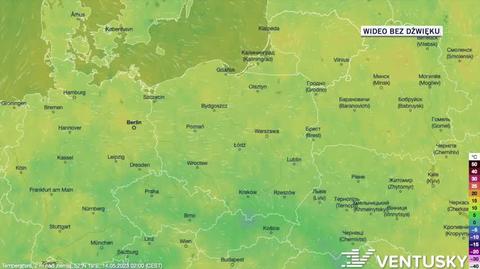 Prognozowana temperatura w dniach 14-18.05