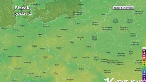 Prognozowana temperatura w najbliższych dniach (Ventusky.com)