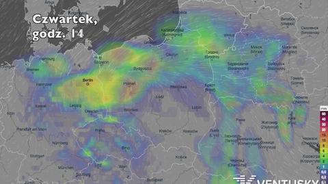 Opady deszczu w ciągu kolejnych pięciu dni (Ventusky.com | wideo bez dźwięku)