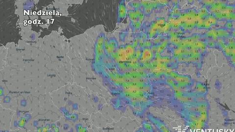 Opady w ciągu najbliższych pięciu dni (Ventusky.com) | wideo bez dźwięku