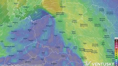 Prognozowane porywy wiatru