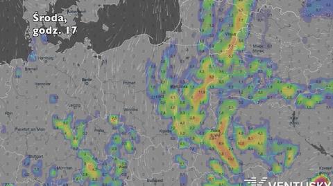 Opady w najbliższych dniach (ventusky.com | wideo bez dźwięku)
