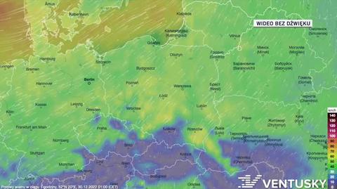 Prognoza porywów wiatru w dniach 30.12-03.01