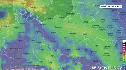 Prognozowane porywy wiatru na kolejne dni