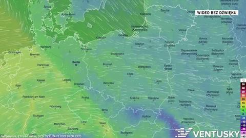 Prognozowana temperatura w okresie 24-28.12