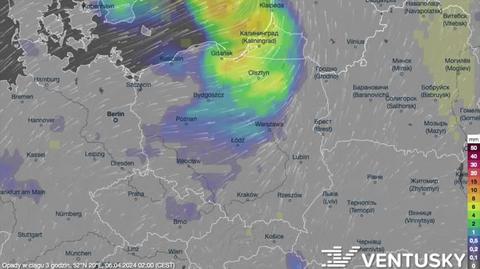 Prognozowane opady na kolejne dni