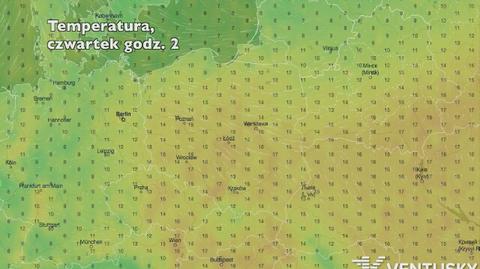 Temperatura w ciągu najbliższych pięciu dni (Ventusky.com)