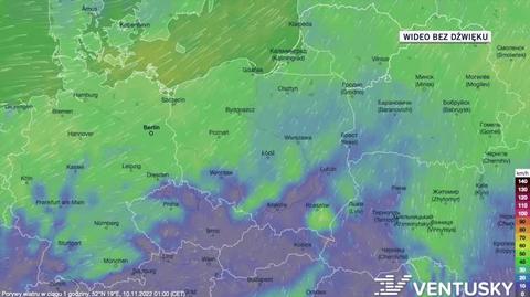 Prognoza porywów wiatru w dniach 10-14.11