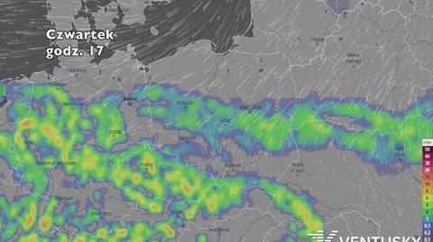 Rozkład i suma opadów w najbliższych dniach (ventusky.com | wideo bez dźwięku)