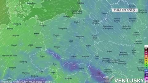 Prognozowana temperatura w dniach 29.01-2.02