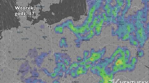 Opady w ciągu najbliższych pięciu dni (Ventusky.com) | wideo bez dźwięku