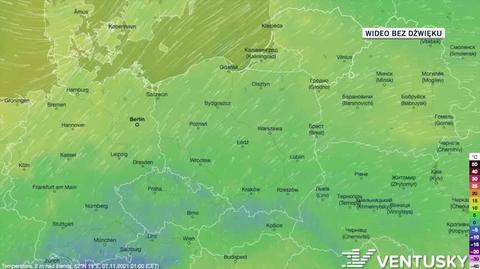 Prognozowana temperatura w dniach 07-11.11