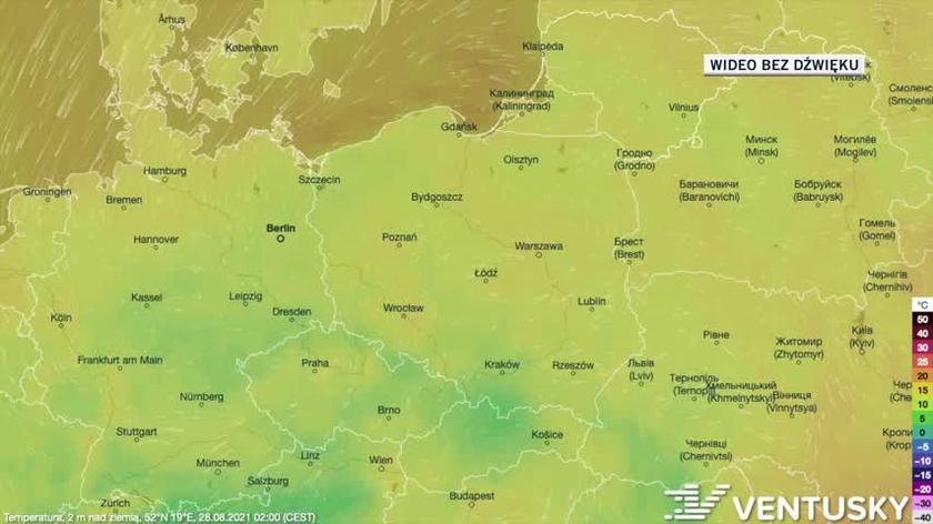 Prognozowana temperatura w ciągu kolejnych dni