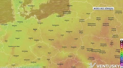 Prognoza temperatur w dniach 05-09.07