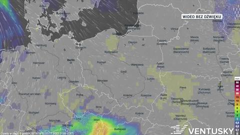 Prognozowane opady w dniach 23-27.11